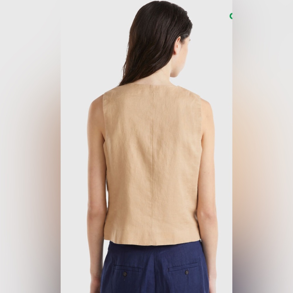Benetton PURE LINEN VEST L BNWOT - Picture 4 of 4